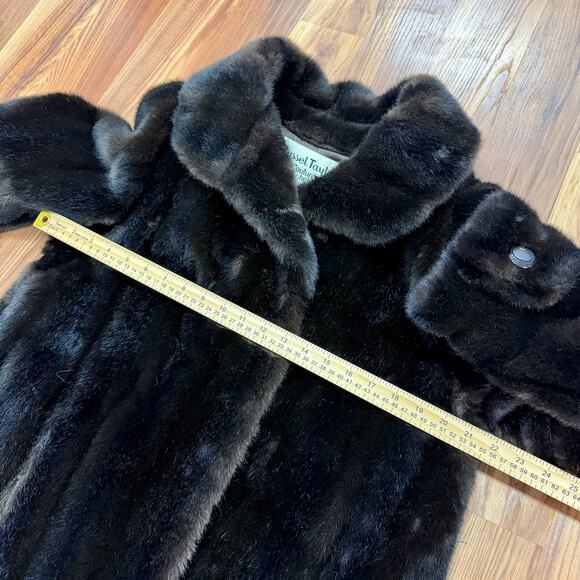 50s ASO Mrs Maisel Faux Fur Long Vintage USA Coat MED LG Quiet Luxury Old Money - Picture 11 of 13